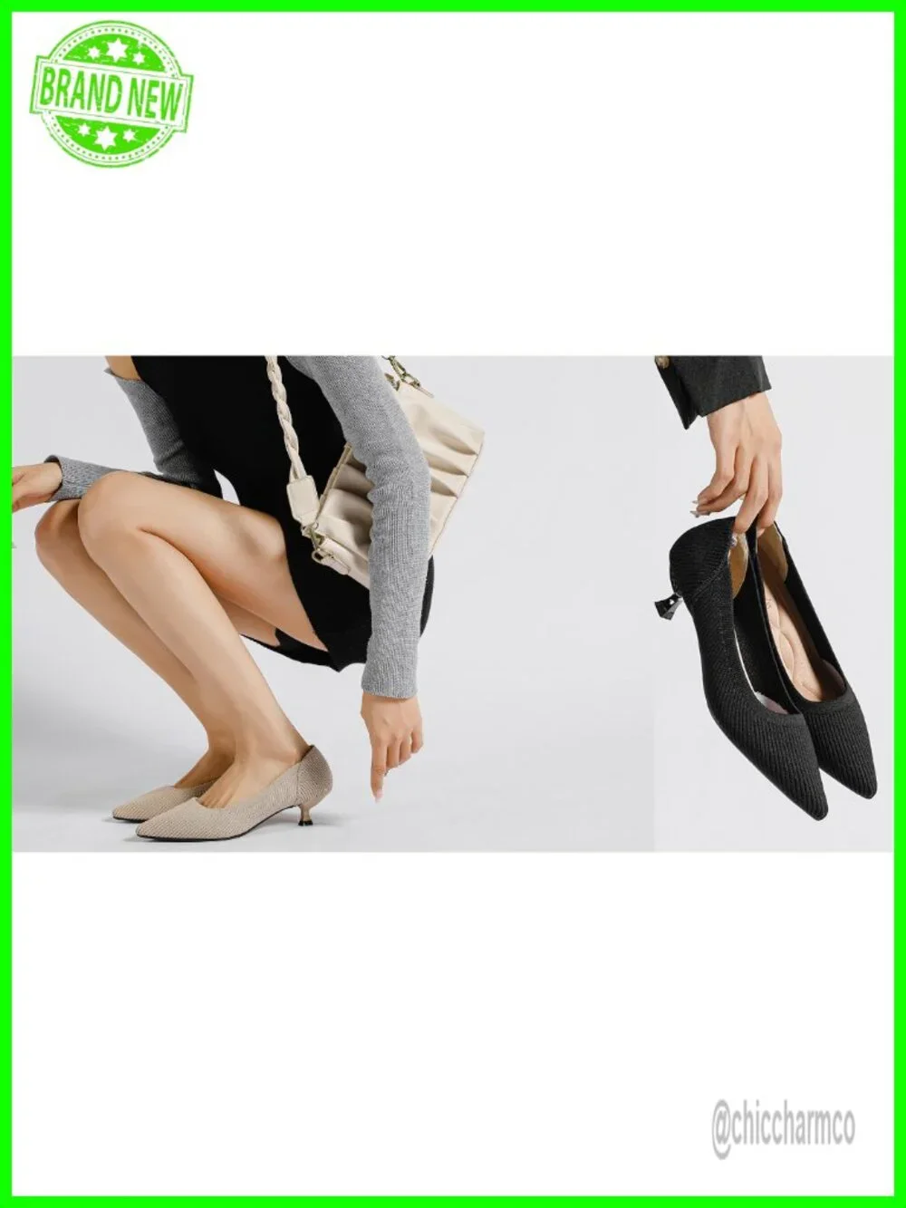 Women's Kitten Heel Pumps Pointed Toe Comfortable Low Heel Dressy Shoes